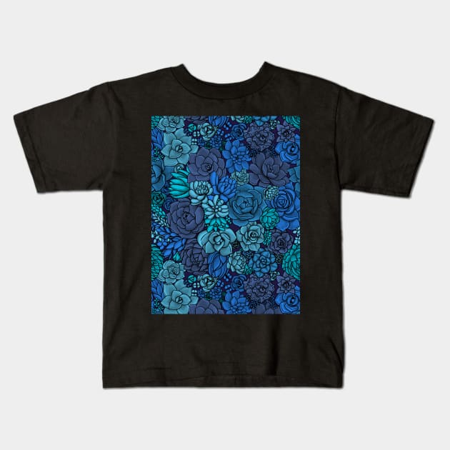 Succulent garden in blue Kids T-Shirt by katerinamk